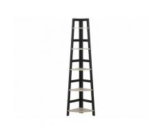 Scaffalatura angolare libreria nero e marrone chiaro BEXLEY - Legno chiaro