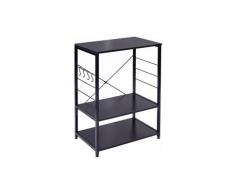 Mensola Scaffale da Cucina in Metallo e Legno con 3 Ripiani Multifunzione colore: Nero