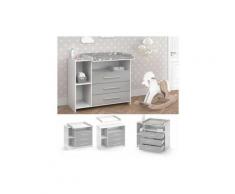 Nova - FASCIATOIO CASSETTIERA MOBILE PER BAMBINI RIPIANO RIMOVIBILE E 3 VANI GRIGIO