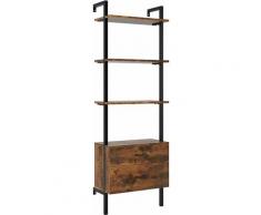 Homfa 3 livelli scala scaffale scaffale a muro scaffale scaffale libreria con 2 cassetti MDF e