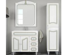 Badenhaus - Mobile bagno classico a terra decapé 90 cm con specchio applique e colonna - Decapé