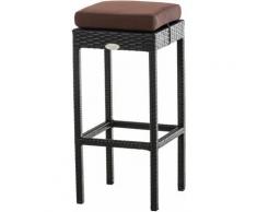 Sgabello da Esterno in Polyrattan con Imbottitura Cuscino Marrone vari colori colore : Nero