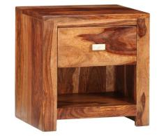 Comodino con 1 Cassetto in Legno Massello di Sheesham