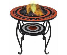 Tavolo con Braciere con Design a Mosaico in Ceramica vari colori colore : Terracotta Bianco