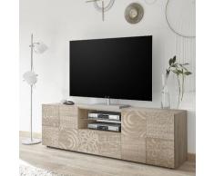 Mobile porta tv MIRO rovere laccato lucido 2 ante 1 cassetto serigrafato salotto
