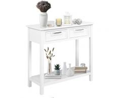 Tavolo Consolle con 2 Cassetti, Tavolo da Consolle Moderno per Soggiorno, Ingresso e Corridoio, con