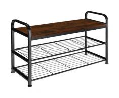 Scarpiera Southampton 91 x 36 x 55 cm - Scarpiera con ripiani in reticolato, mensola portascarpe,
