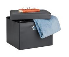 Pouf Contenitore Pieghevole, Puff Imbottito & Rivestito Pelle Finta, 38 L, Sgabello Poggiapiedi,