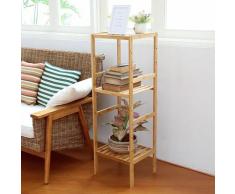 Scaffale Bagno Bambu con 4 Ripiani, scaffale a Colonna scaffale per Bagno Bambu scaffale Cucina