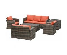 Outsunny - Mobili da Giardino 6 Pezzi in Rattan Divani Poltrone Tavoli Contenitore