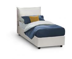 Letto contenitore Singolo Veronica, Made in Italy, Letto con rivestimento in ecopelle, Apertura