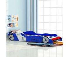 Letto Bambini Auto da Corsa 90x200 cm Blu