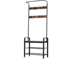Appendiabiti Stile Industriale con Scarpiera in Legno MDF e Metallo 72x34x185cm - Homcom