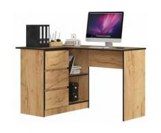 Hucoco - SUNDAR - Scrivania per computer ad angolo - 124x85x77cm - 3 cassetti + 2 nicchie - Tavolo