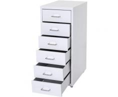 Cassettiera armadietto ufficio Boston T851 con ruote 6 cassetti 69x28x41cm bianco