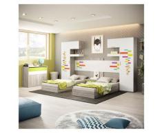Cameretta bambini ragazzi SERENA Gihome ® 2 letti armadi comò comodino moderna