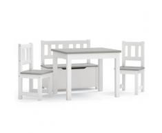 Vidaxl - Set Tavolo e Sedie per Bambini in MDF Bianco e Grigio 4 Pezzi