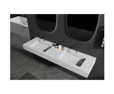Doppio lavabo sospeso BA8015 in pietra solida (Sold Surface) - 153 x 45 x 12 cm - colore