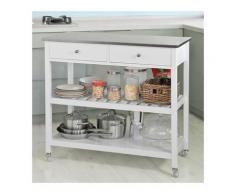Carrello di servizio Tavolo consolle Mobile ingresso con piano in Acciaio e Cassetti Bianco
