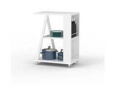 Sobuy - Tavolino da Divano con Ruote Carrello Cucina L38*P60*A77cm Bianco FKW77-W