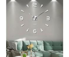 SOEKAVIA Orologio da parete 3D fai-da-te senza cornice XXL Adesivi per specchi muti Decorazione