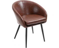 Homcom - Sedia Imbottita Stile Vintage con Braccioli, Gambe in Metallo e Rivestimento PU Marrone