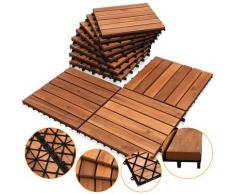 Hengda - Piastrelle in legno realizzate in legno di acacia 30x30 cm, 6 piastrelle di doghe 6m²,