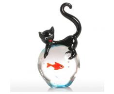 Gatti e pesci rossi Regali Ornamenti in vetro Statue di animali Decorazioni per la casa Soffiato a