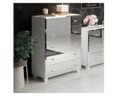 Garnero Arredamenti - Cassettiera comò SELVA 5 cassetti bianco specchio camera mobile moderno design