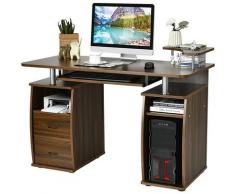 Costway - Scrivania da Computer, Scrivania con Cassettiera e Porta Hardware,120 x 55 x 85 cm (Noce)