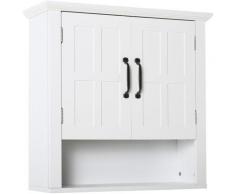 Homcom - Armadietto 2 Ripiani Montabile a Parete da Parete Cucina Bagno Legno 60x19,8x58cm Bianco