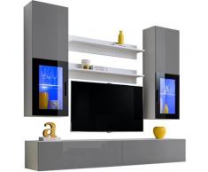 Extreme Furniture - Parete Attrezzata Sky, (LxAxP): 200 x ~195 x 41, Carcassa in Bianco Opaco,