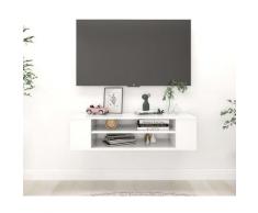 Mobile Porta TV Sospeso Bianco Lucido 100x30x26,5 cm Truciolato