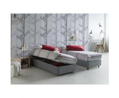 Letto contenitore Singolo Silvia Sommier, Made in Italy, Letto con rivestimento in tessuto,