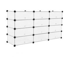 Scarpiera Armadio Mobiletto modulare Rettangolare 12 Scomparti - Armadietto Guardaroba Scaffale