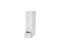 Cassettiera armadietto per Ufficio Boston con Ruote e 8 cassetti vari colori colore : BIANCO