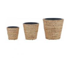 Beliani - Set di 3 vasi per piante da interno e da esterno rotondi in giacinto d'acqua naturale