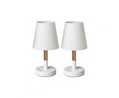 Nova - Lampade da Comodino Scrivania in Legno Massello Set 2 pz vari colori colore : bianco