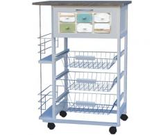 Carrello da Cucina 57x37x83 cm 3 Ceste 2 Portabottiglie in Legno MDF Harmony Bianco
