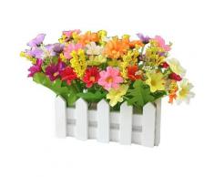 Fiori artificiali in vaso, fiori artificiali pianta artificiale fiori di ibisco giallo e bianco