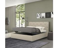 Letto contenitore matrimoniale Mozart, Made in Italy, Struttura in ecopelle imbottita, Adatto a