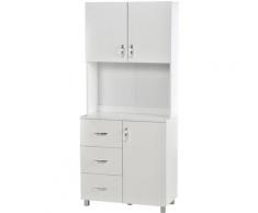 Credenza in Legno Bianco con 2 Armadietti 1 Ripiano Aperto e 3 Cassetti - Homcom