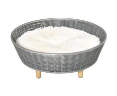 Cuccia per Gatti e Cani da Interno Cesta per Gatti e Cani fino 10kg Vimini Sintetico - Grigio