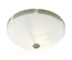 Searchlight Windsor - Plafoniera a filo a 2 luci in ottone antico con vetro in marmo, attacco E14