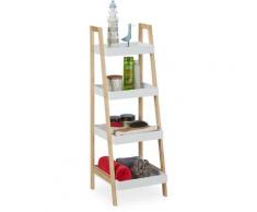 Relaxdays Scaffale da Bagno, 4 Ripiani, Libreria Mobiletto Salvaspazio, Cucina & Salotto,
