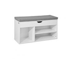 Scarpiera da ingresso Cassapanca Portascarpe con cuscino Elegante Bianco e Grigio
