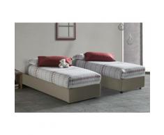 Letto contenitore Singolo Silvia Sommier, Made in Italy, Letto con rivestimento in ecopelle,