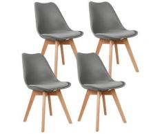 Set di 4 Tulip Pranzo/Ufficio Sedia con Gambe in Faggio Massiccio, Sedie Senza Braccia Imbottita di