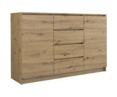 PARME 140 - Cassettiera moderna capiente 97x140x40 cm - 2 ante + 4 cassetti - Mobile contenitore