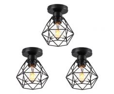 Wottes - 3 pcs Lampade da Soffitto Retr¨° Illuminazione Industriale Interni E27 Metallo Plafoniera